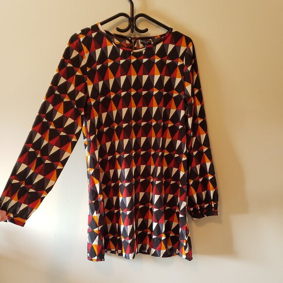 Brave Soul Vibrant Patterned Long-Sleeve Mini Dress Medium. - Picture 2 of 5